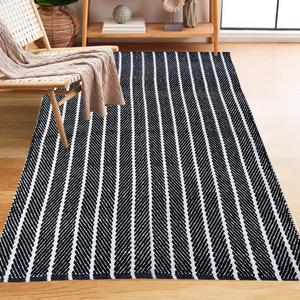 Alfombra Dhurrie de algodón con telar manual de 3x5 pies ecológica, alfombra con patrones Kilim para un estilo de hogar sostenible - Product Image 1