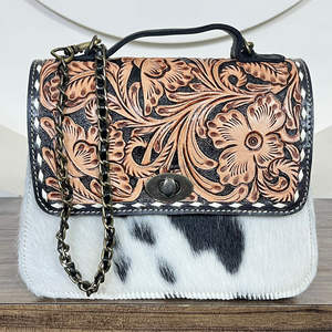 Bolso de Mano de Cuero Vacuno Auténtico con Diseño Occidental, Bolso Cruzado de Diseñador para Mujer con Correa de Cadena, Bolso Bandolera Vintage - Product Image 4