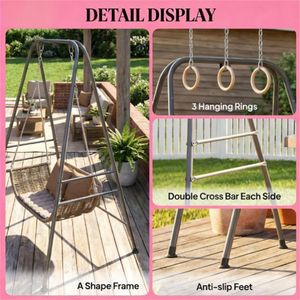 Outdoor Gray Hammock Chair <b>Frame</b> Patio <b>Swing</b> Support for Hammocks - Product Image 4