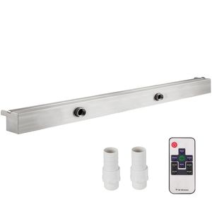Fontana a Cascata per Piscina in Acciaio Inox con Striscia LED, 150,9 cm x 11,4 cm x 7,9 cm, Raccordo Rettangolare da 11,4 cm di Larghezza - Product Image 1