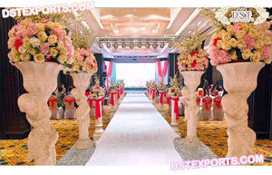 Allée de mariage créative idées de décoration avec des piliers de cristal mariage indien fibre cristal passerelle colonnes concepteur entrée de mariage W - Product Image 6