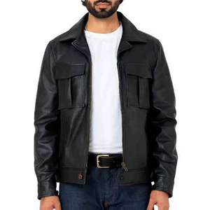 Men's Premium Leather Motorcycle Biker <b>Jacket</b> Genuine Cowhide Slim Fit <b>Racer</b> Design Black Winter Season Plus Size Windproof - Product Image 3