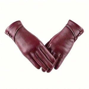 Guantes de cuero al por mayor, guantes casuales para mujer, guantes con forro polar, guantes de invierno para uso diario, proveedor al por mayor - Product Image 5