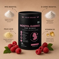 Gummies d'inositol à la framboise en marque blanche OEM pour le soutien hormonal et le bien-être des femmes, sans OGM, végétariennes