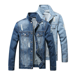 Men's motorcycle jeans <b>jackets</b> stand collar zipper pockets zipper placket <b>slim</b> <b>fit</b> denim <b>jacket</b> coat mens - Product Image 4