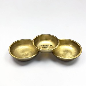 Prix direct usine Ensemble de 3 bols à treillis métalliques à 3 compartiments pour fruits secs et sucreries, Bol décoratif doré pour offrandes - Product Image 2