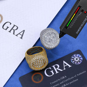 แหวนมอสซาไนต์หนักประดับเพชร GRA Certified แพลตตินั่มชุบทอง 18K เงินแท้ 925 ฝังเพชรแบบไมโคร แหวนฮิปฮอปสำหรับทุกเพศ - Product Image 6