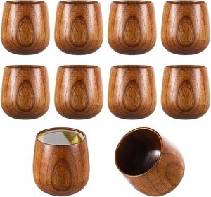 Handmade Wooden Tea Cup Portable Coffee Mug Japanese Style Brown <b>Drinkware</b> for Home Camping Office - Product Image 3