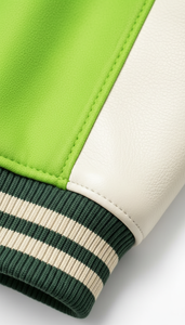 Streetwear de style américain avec manches en cuir, broderies et patchs, vêtements d'extérieur tendance haut de gamme universitaires - Product Image 5