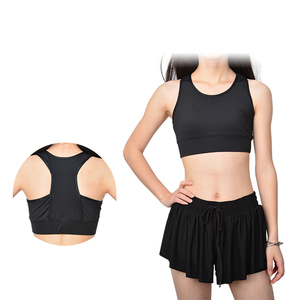 Soutien-gorge de sport noir pour femme avec fermeture élastique à taille mi-haute, short fluide en spandex respirant imprimé pour le yoga et l'entraînement en salle de sport - Product Image 5