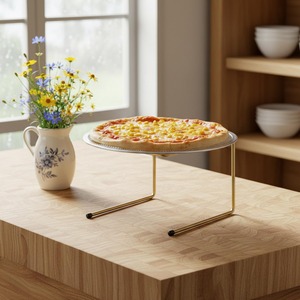 Support à pizza pliable en métal doré avec embouts antidérapants pour servir la pizza - Product Image 2
