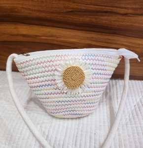 Sac bandoulière artisanal en jersey de coton tissé pour femme, portable, imperméable, antivol, lavable, motif marguerite, multi-usages - Product Image 2