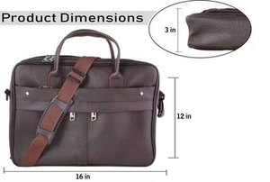 100% Genuine Leather Men's Laptop Briefcase <b>Bag</b> Premium Quality Durable Vintage Design Portable Lightweight Waterproof Briefcase - Product Image 3