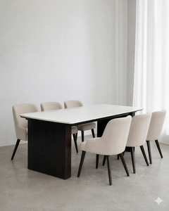 Ensemble de salle à manger carré en bois massif avec 6 chaises, couleur et taille personnalisables, mobilier de maison moderne minimaliste scandinave de luxe - Product Image 1