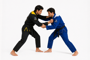 Kimono de Jiu-Jitsu Brésilien (BJJ) en coton noir et jaune, coupe classique pour homme, broderie de logo personnalisée, idéal pour l'entraînement intensif - Product Image 4