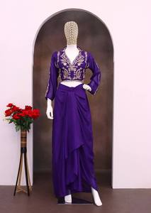 Ensemble coordonné dhoti élégant orné de paillettes pour soirées, tenues de mariage et occasions spéciales - Product Image 6