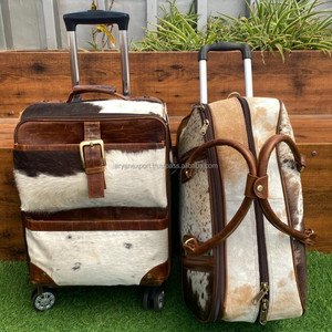 Custom High Quality Luxury <b>Men</b> & Women Genuine Cowhide Leather Suitcase Trolley <b>Bags</b> & Cowhide Leather Trolley Duffel <b>Bags</b> Sets - Product Image 4