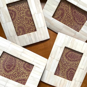 Cadre photo européen simple en os poli fait main avec incrustation, style amour, idée cadeau personnalisée unique, décoration photo - Product Image 1