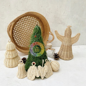Ornements de Noël en jonc de mer tressé à la main, couleurs vert et bleu mélangées, taille personnalisée - Caryln - Product Image 2