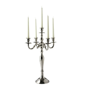 Silver <b>Tall</b> Candelabra for Wedding Centerpieces Church Lighting Decoration Shiny Handmade Candlestick Holder with 5 <b>Candle</b> Arms - Product Image 1