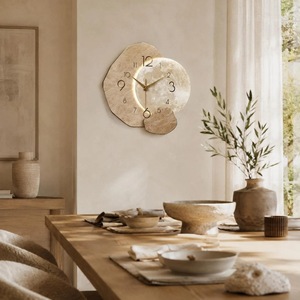 Modern Farmhouse Resin Wall <b>Clock</b> Irregular Shape Analog Quartz Two-Piece Living Room Decor - Product Image 2