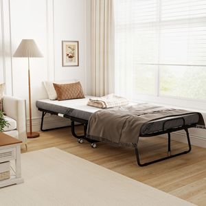 Lit pliant portable pour adultes, taille double, 78,75 x 35,5, cadre en acier super résistant, lit pliant avec matelas - Product Image 2