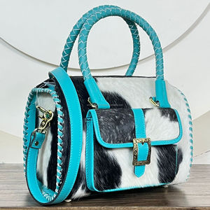 Bolso de lujo de cuero vacuno premium con asa trenzada y correa cruzada de cuero. - Product Image 4
