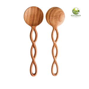Cuillère à condiments en bois à double tête, ustensile de cuisine écologique à long manche, durable - Product Image 5