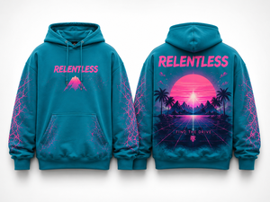 Custom Teal <b>Pink</b> Graphic 100% Cotton Fleece Pocket Winter Print Hoodie Regular Fit Streetwear Pullover Sweatshirt Unisex OEM ODM - Product Image 3