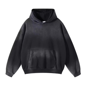 Sweat à capuche épais 2026 avec logo personnalisé, effet délavé soleil, épaules tombantes, délavé à l'acide, effet vieilli, coupe oversize - Product Image 3
