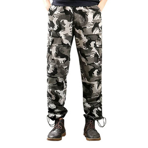Pantalon cargo camouflage homme léger, respirant, multi-poches, taille élastique, fermeture éclair, pantalon homme délavé - Product Image 4