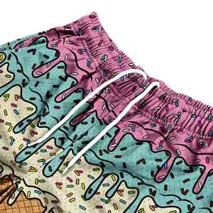 Pantalones Cortos Casuales de Malla con Estampado de Goteo Crema para Niños, de Cintura Media, con Cordón, para Uso Diario de Verano, Correr, Traje de Baño, Sublimación - Product Image 2