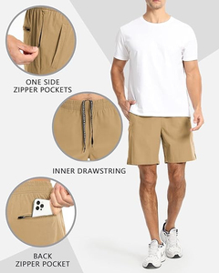 Shorts de sport slim fit pour hommes avec cordon de serrage et poches fonctionnelles, shorts de gym légers avec option poche cargo - Product Image 5