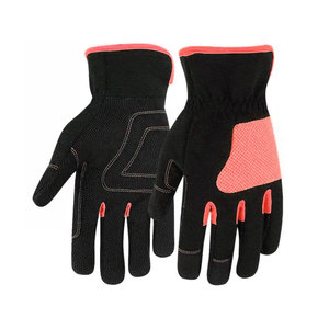 General Purpose Safety <b>Gloves</b> Yellow And Gray PU Leather Textured Fingertips Anti Slip Elastic Wristband - Product Image 6