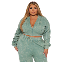 Ensemble survêtement 2 pièces pour femme : sweat à capuche zippé oversize court et pantalon de jogging, tissu épais 450 g/m², prix de gros