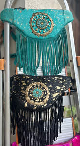 Hand Stitched Cowhide Metallic Fur Leather Hip Bags Multi Color Hip <b>Pockets</b> <b>Belts</b> Waist <b>Pocket</b> <b>Belt</b> Fringe Cow Hair Fringe <b>Belts</b> - Product Image 4