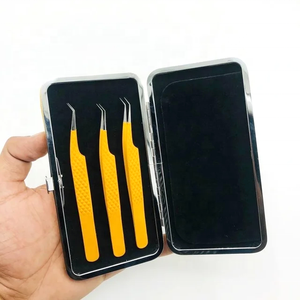 Marque privée en vrac Orange 45 degrés solide en acier inoxydable diamant poignée Volume pince à cils pointu pince à cils Orange - Product Image 1