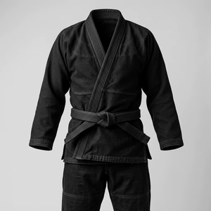 ชุดยิวยิตสูบราซิลสีดำแบบขายส่งสั่งทำพิเศษ น้ำหนัก 340 กรัม คิโมโน BJJ โลโก้ด้านหน้า ยูนิเซ็กซ์ ผ้าฝ้าย 100% ทนทาน ไร้รอยต่อ - Product Image 1