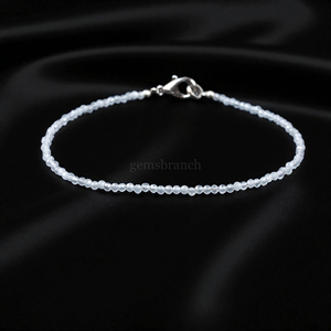 Pulsera de cuentas de iolita natural, cuentas redondas microfacetadas, pulsera de cristal curativo para mujer, hecha a mano, natural - Product Image 4