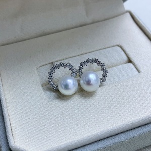 Boucles d'oreilles en perles de couronne Qiao Mei, argent S925, perles d'eau douce Mantou de 7-8 mm, extrêmement brillantes, même collection, boucles d'oreilles en perles S925 - Product Image 3