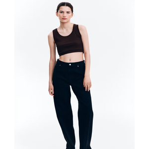 Débardeurs courts décontractés pour femmes, col rond côtelé, haute qualité, vente en gros, couleur unie, sans manches - Product Image 5