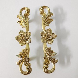 Luxury Solid Brass Floral Cabinet Handle Antique Gold Wardrobe Door Pull Decorative Furniture Hardware Drawer Knob Manufacturer - Product Image 2