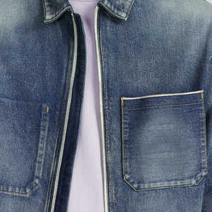 Veste en jean pour homme à prix d'usine, séchage rapide et respirante, nouvelle collection, style streetwear, couleur unie - Product Image 4