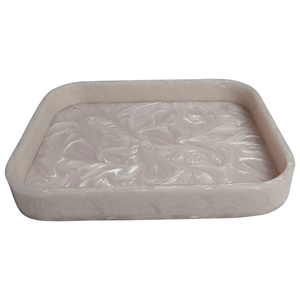 Plateau rond décoratif en résine polie, disponible en plusieurs couleurs, écologique, organisateur de cosmétiques pour fêtes, décoration intérieure, vanité, haute qualité - Product Image 6