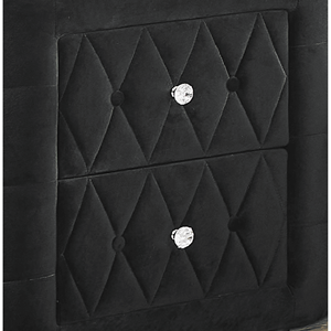 Table de chevet ovale en faux marbre, finition noire, avec rangement à 2 tiroirs et bouton, détail en faux cristal, 1 pièce - Product Image 3