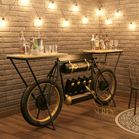 Chariot de bar en métal style moto SUREN, design artisanal industriel, mobilier moderne pour salon, décoration multifonctionnelle pour la maison SS3097