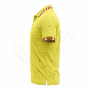 Polo à manches courtes jaune pour homme avec imprimé citron, design tricoté respirant décontracté, coupe classique - Product Image 3