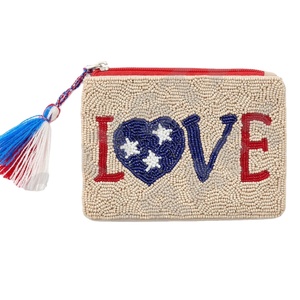 Porte-monnaie en perles de couleur USA Love Seed Bel accessoire à la mode avec des caractéristiques innovantes - Product Image 1