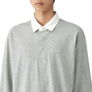 Polo pour homme personnalisé 100% coton, respirant, sport, pas cher, ample, lourd, manches longues, uni, tricoté, anti-boulochage, boutonné, décontracté - Product Image 2