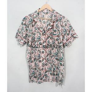 ชุดนอนแขนสั้นผ้าฝ้ายพิมพ์ลายดอกไม้หรูหรา ทำมือ 100% นุ่มสบาย ระบายอากาศได้ดี สำหรับฤดูใบไม้ร่วง/ฤดูหนาว เหมาะสำหรับใช้ในบ้านและโรงแรม - Product Image 3